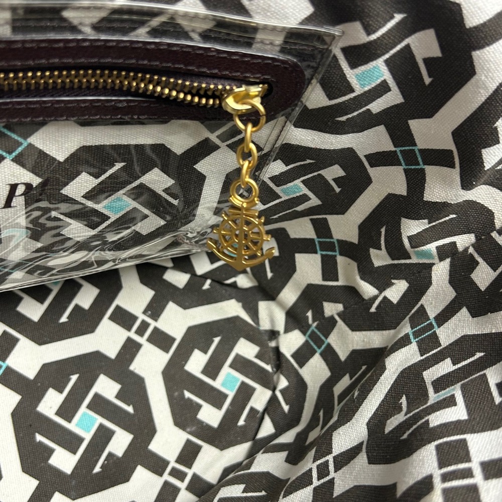 Juicy Couture Y2K Woven Straw Nautical Anchor Charm Tote Bag Brown - Picture 15 of 16